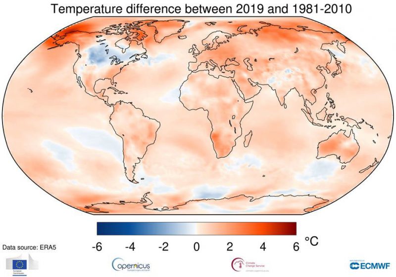 2019 secondo anno più caldo di sempre