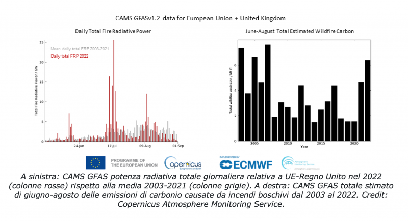 Copernicus: emissioni degli incendi più alte degli ultimi 15 anni
