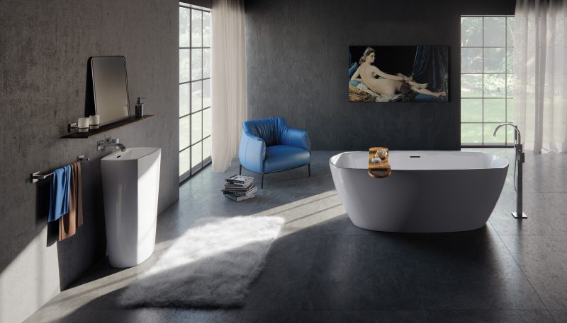 Vasca contemporanea in Sleek Stone di Graff